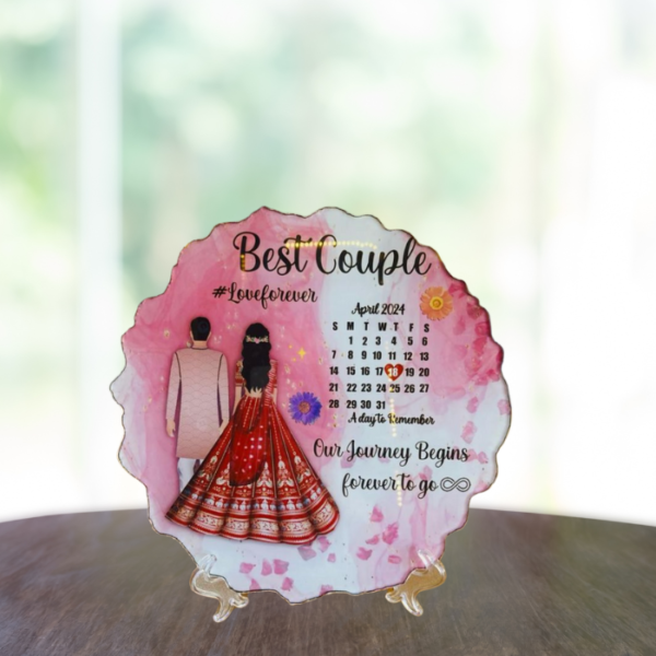 Personalized Acrylic Wedding Plaque with Calendar