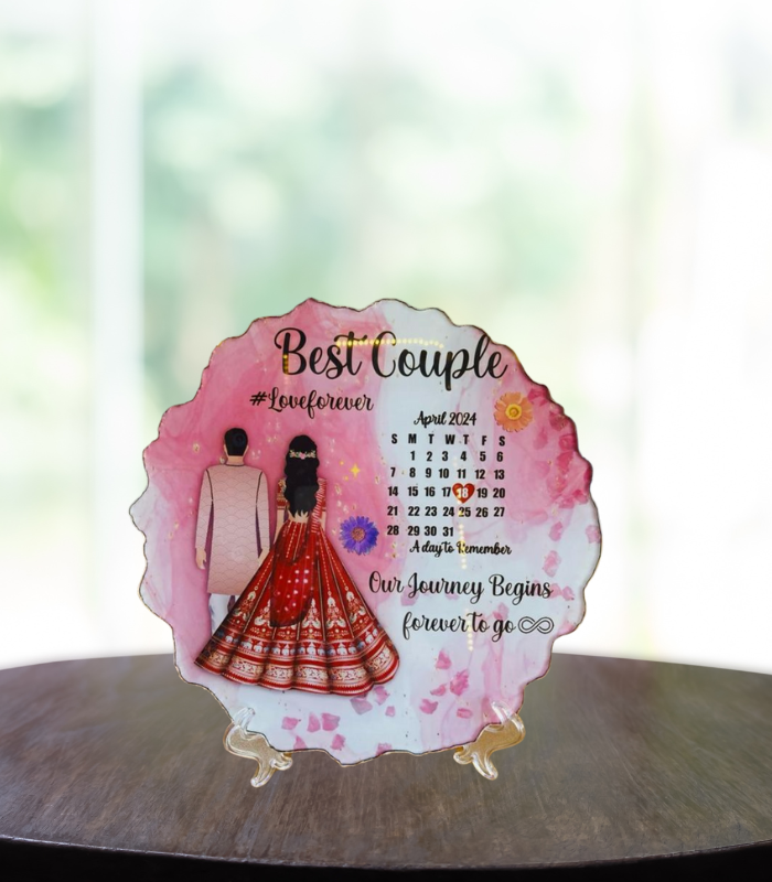 Personalized Acrylic Wedding Plaque with Calendar